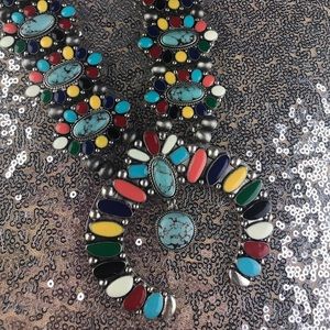 Jewelry - Western Faux Turquoise Squash Blossom Necklace Jewelry - Western Faux Turquoise Squash Blossom Necklace